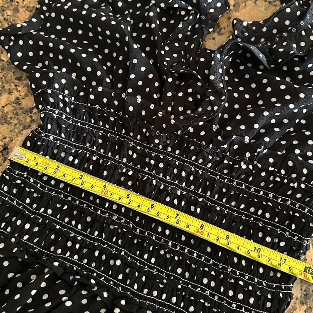 NWT max studio black wide leg jumpsuit with polka dots pls look measurements - Picture 11 of 13
